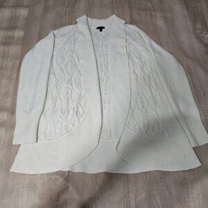 Talbots Womens Size M Cream Wool Blend Cableknit Cream Color Cardigan Sweater